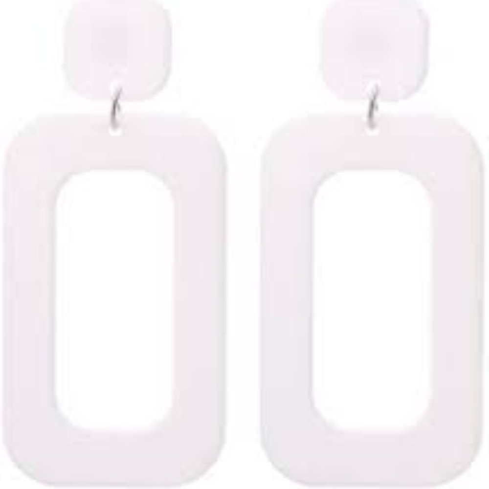 3 for $25 White Retro Acrylic Earrings